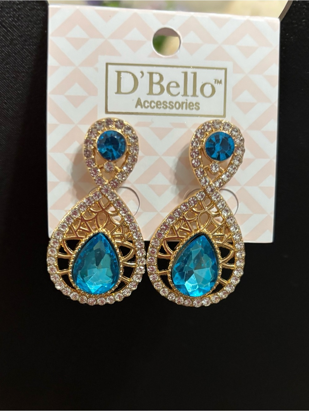 5/$25 (Pick 5 items for $25 Labeled)D'Bello Teardrop Earrings with Blue Crystals
